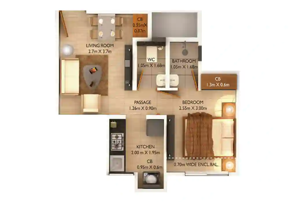 1 BHK Type 1